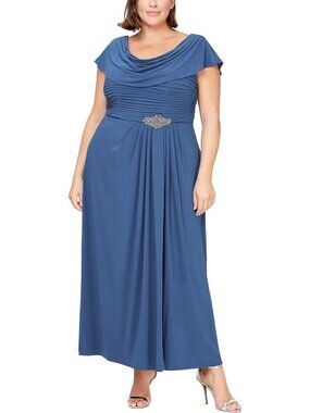 Wedgewood Plus Long Cowl Neck Dress for Special Occasions, Size 22 Plus